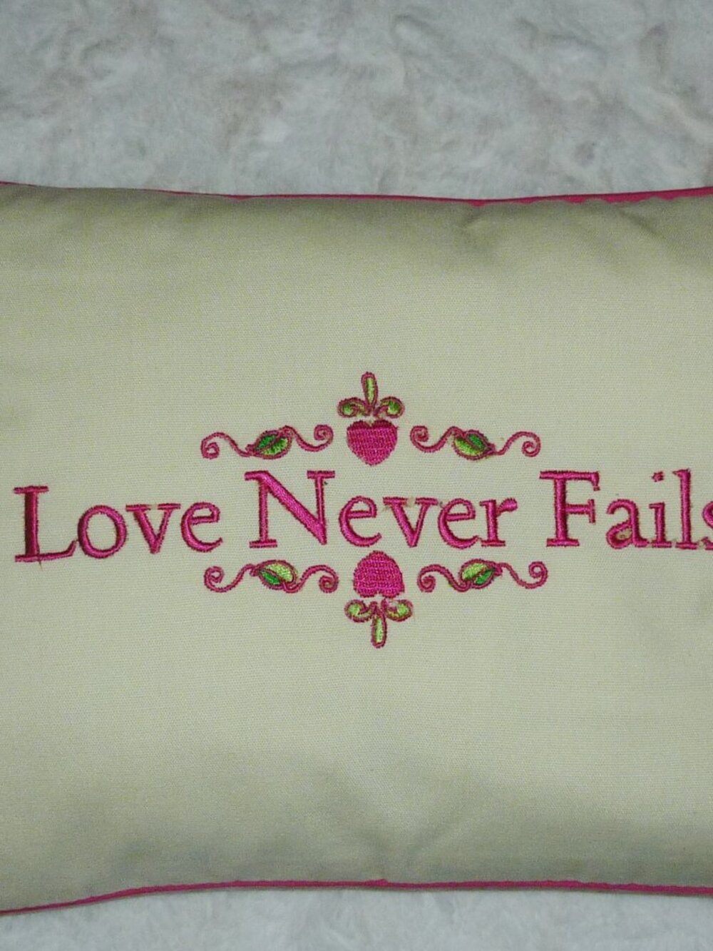 New Boutique Brand Love Never Fails Embroidered Lettering Home Decor Pillow